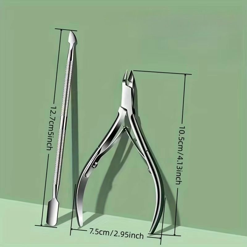 Cuticle Nipper & Pusher Set (Stainless Steel, 2pcs)